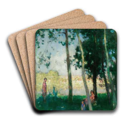 Femmes Au Bord De L'eau by Pierre-Eugne Montzin Art Drink Coaster set