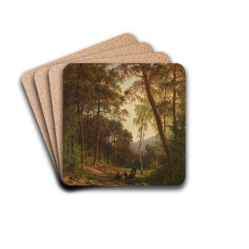 Picknick auf der Waldlichtung by Fritz Ebel Drink Coasters - set of 4
