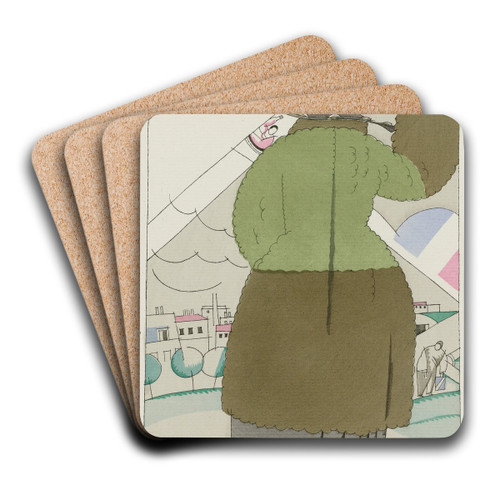 Relation ; Manteau de sports, de Paul Poiret by Charles Martin Art Drink Coaster set