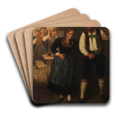 Beim Tanz by Franz von Defregger Art Drink Coaster set