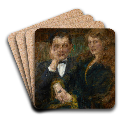 Portrait of Mrs and Mr Smogorzewski by Olga Boznanska Art Drink Coaster set