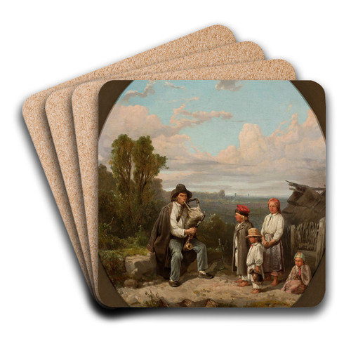 Bagpipe player by Jzef Szermentowski Art Drink Coaster set Bagpipe player by Jzef Szermentowski Art Drink Coaster set