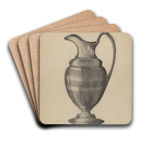 Pewter Pitcher by Gertrude Schmidt Art Drink Coaster set