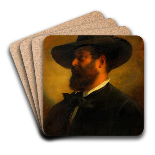Johann Matthias Ranftl, Maler by Friedrich von Amerling Art Drink Coaster set