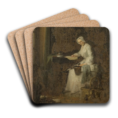 The Housekeeper by Jean Simon Chardin Art Drink Coaster set