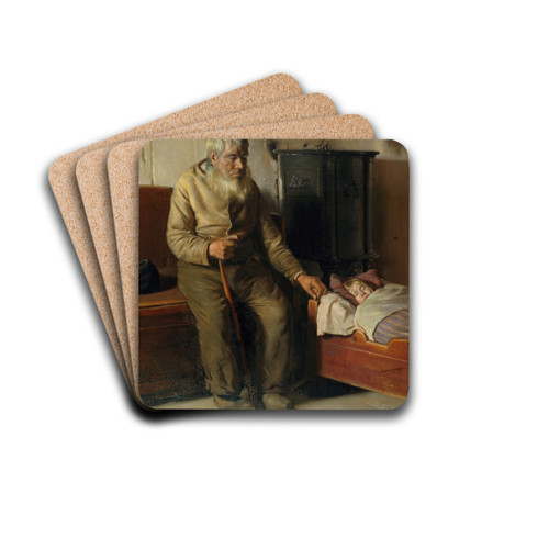 Blind Kristian minding a child by Michael Ancher Drink Coasters - set of 4