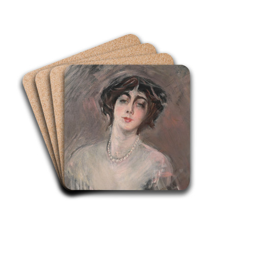 Donna Franca Florio by Giovanni Boldini Drink Coasters - set of 4 Donna Franca Florio by Giovanni Boldini Drink Coasters - set of 4