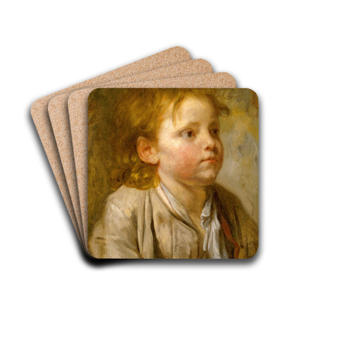 Head of a Young Boy by Jean-Baptiste Greuze Drink Coasters - set of 4
