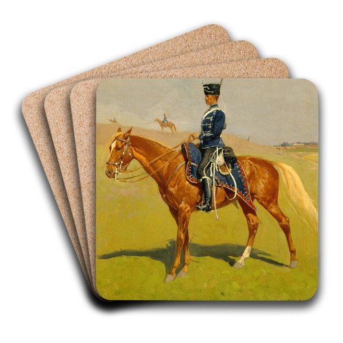The Hussar by Frederic Remington Art Drink Coaster set