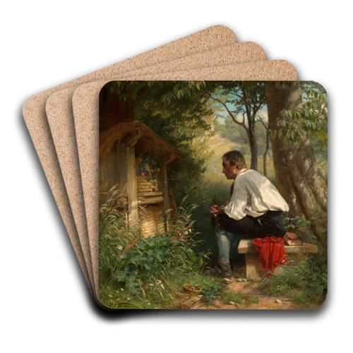 Der Bienenfreund by Hans Thoma Art Drink Coaster set