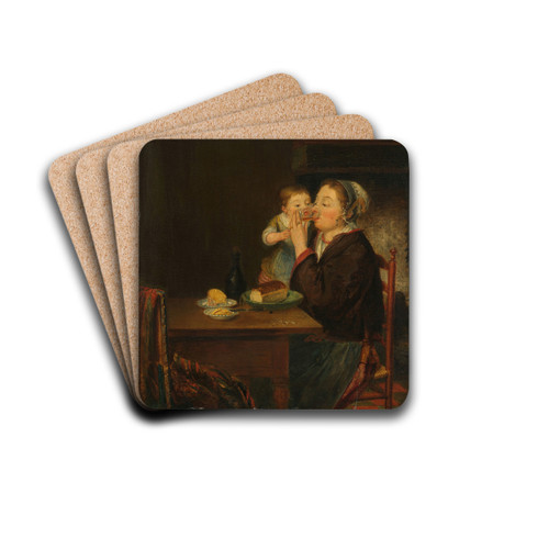 A Mother and her Child by Louis Bernard Coclers Drink Coasters - set of 4