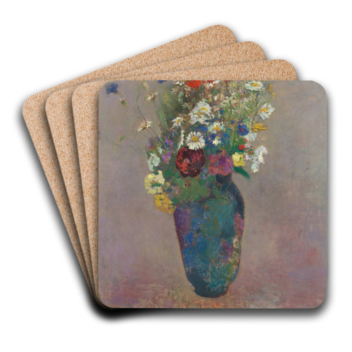 Vision; vase of flowers by Odilon Redon Art Drink Coaster set Vision; vase of flowers by Odilon Redon Art Drink Coaster set