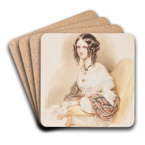 Frauenportrt by Josef Kriehuber Art Drink Coaster set
