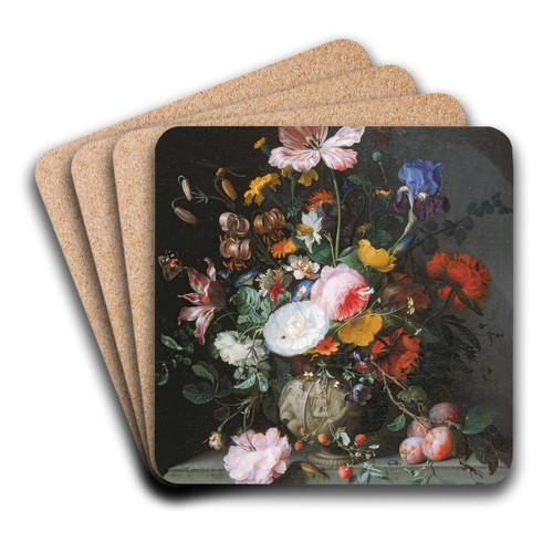 Still Life With Bouquet Of Flowers by Jacob van Walscapelle Art Drink Coaster set Still Life With Bouquet Of Flowers by Jacob van Walscapelle Art Drink Coaster set