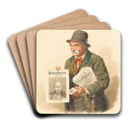 Mnchner Zeitungsverkufer by Peter Kraemer The Younger Art Drink Coaster set
