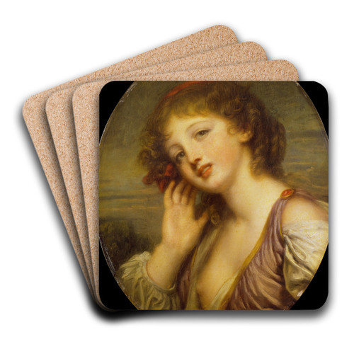 The Listening Woman by Jean-Baptiste Greuze Art Drink Coaster set