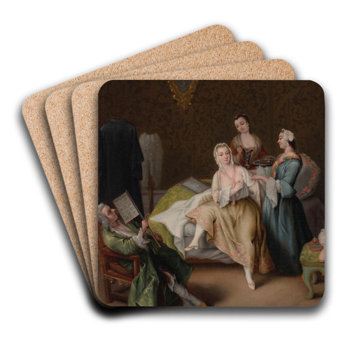 Il risveglio della dama (The waking of the lady) by Pietro Longhi Art Drink Coaster set