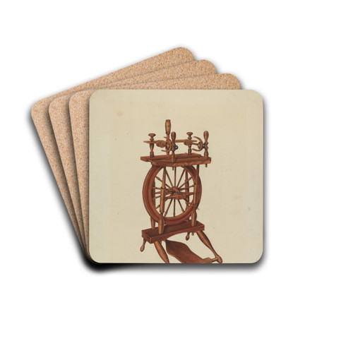 Wood Spinning Wheel by Arthur Mathews Drink Coasters - set of 4 Wood Spinning Wheel by Arthur Mathews Drink Coasters - set of 4