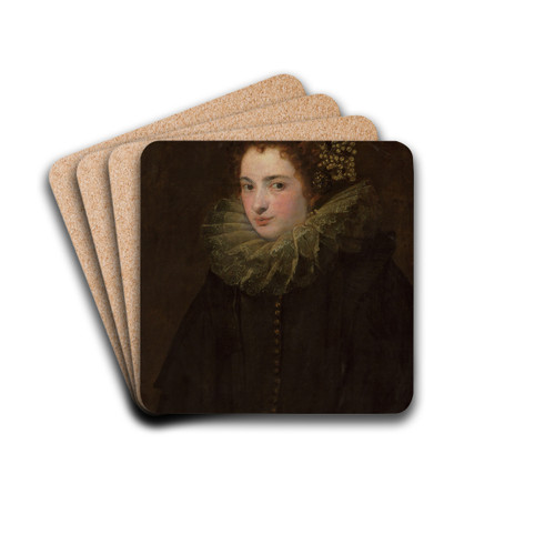 A portrait of a noblewoman by Anthony van Dyck Drink Coasters - set of 4 A portrait of a noblewoman by Anthony van Dyck Drink Coasters - set of 4