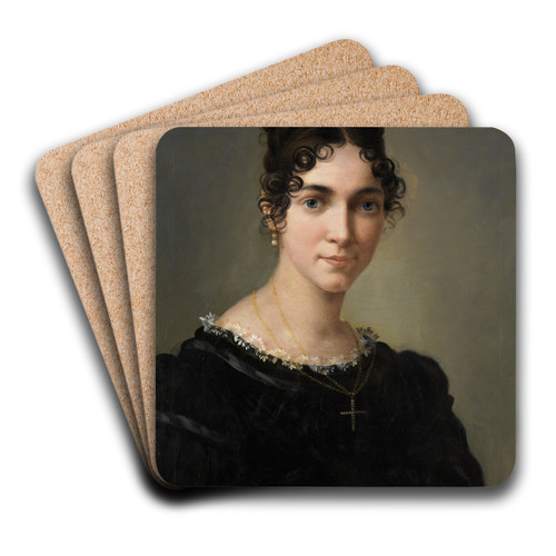 Self-portrait by Marie Ellenrieder Art Drink Coaster set Self-portrait by Marie Ellenrieder Art Drink Coaster set