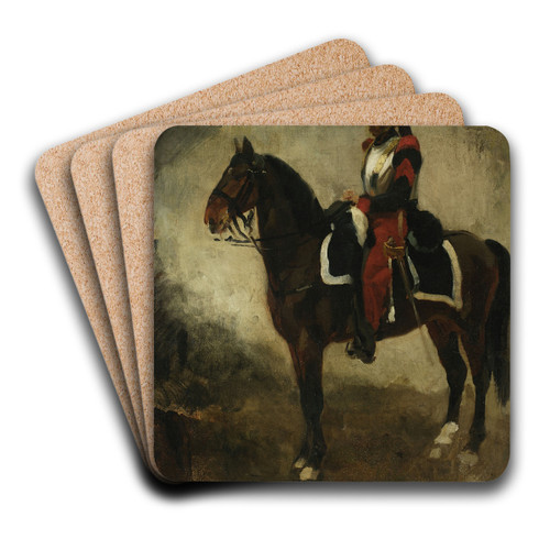 Cuirassier on a bay horse by Piotr Michaowski Art Drink Coaster set Cuirassier on a bay horse by Piotr Michaowski Art Drink Coaster set
