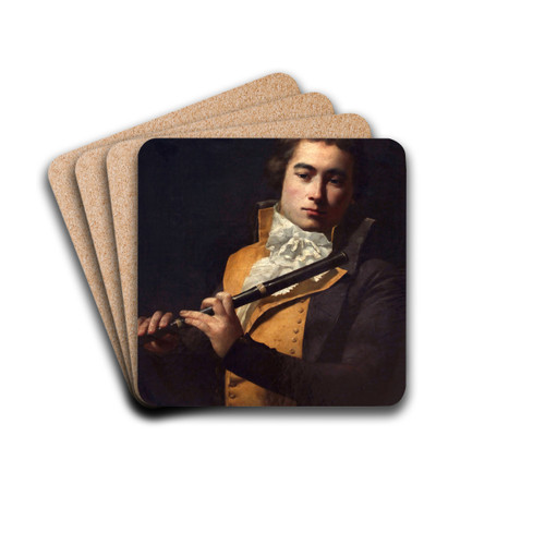Portrait Of Flutist Franois Devienne by Jacques Louis David Drink Coasters - set of 4 Portrait Of Flutist Franois Devienne by Jacques Louis David Drink Coasters - set of 4