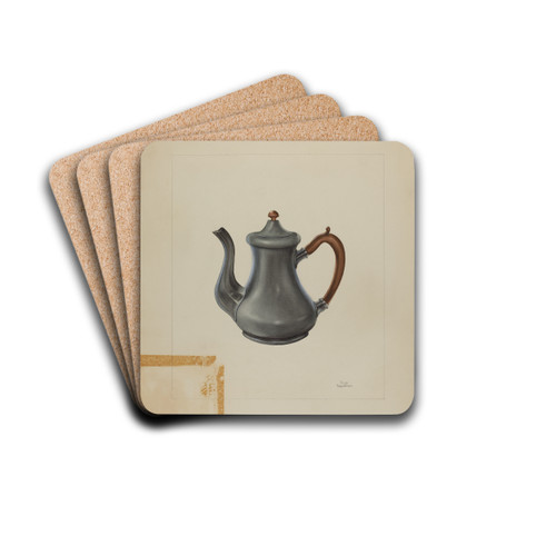 Pewter Teapot by John Tarantino Drink Coasters - set of 4