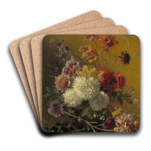 Stilleven met bloemen by Georgius Jacobus Johannes van Os Art Drink Coaster set Stilleven met bloemen by Georgius Jacobus Johannes van Os Art Drink Coaster set