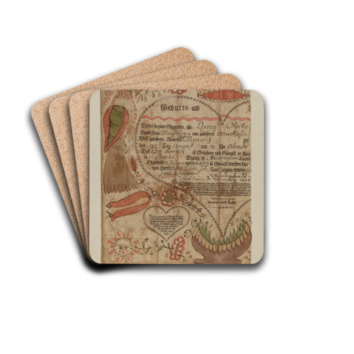 Portion of Birth Certificate by Albert Levone Drink Coasters - set of 4