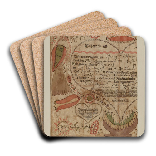 Portion of Birth Certificate by Albert Levone Art Drink Coaster set Portion of Birth Certificate by Albert Levone Art Drink Coaster set