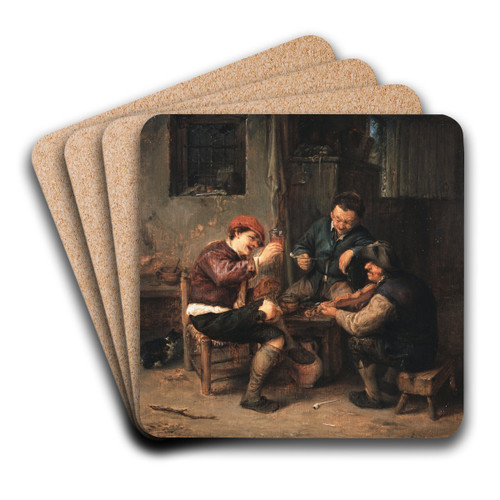 Three Peasants at an Inn by Adriaen van Ostade Art Drink Coaster set Three Peasants at an Inn by Adriaen van Ostade Art Drink Coaster set
