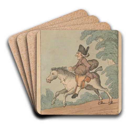 How to Ride Without a Bridle. by Henry William Bunbury Art Drink Coaster set