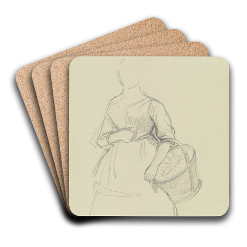Woman with basket by Jakob Becker Art Drink Coaster set
