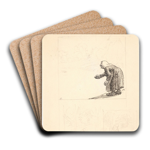 Udkast til Vilderik Kongesn og Miseri M fo og Den lille slange to forarbejder fn by Niels Skovgaard Art Drink Coaster set
