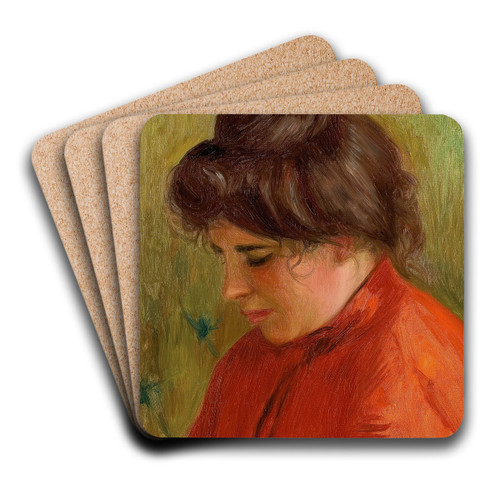 Gabrielle en Rouge by Pierre-Auguste Renoir Art Drink Coaster set Gabrielle en Rouge by Pierre-Auguste Renoir Art Drink Coaster set