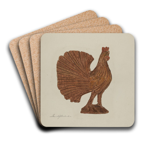 Pa. German Toy Rooster by Frank Budash Art Drink Coaster set