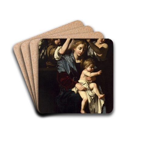 Virgin and Child with Angels by Bartolomeo Cavarozzi Drink Coasters - set of 4