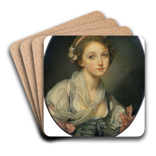 Girl with a Gauze Scarf by Jean-Baptiste Greuze Art Drink Coaster set