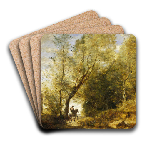 The Forest of Coubron by Jean-Baptiste-Camille Corot Art Drink Coaster set