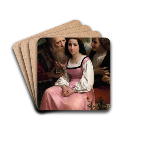 Entre la richesse et l'amour by William Bouguereau Drink Coasters - set of 4 Entre la richesse et l'amour by William Bouguereau Drink Coasters - set of 4