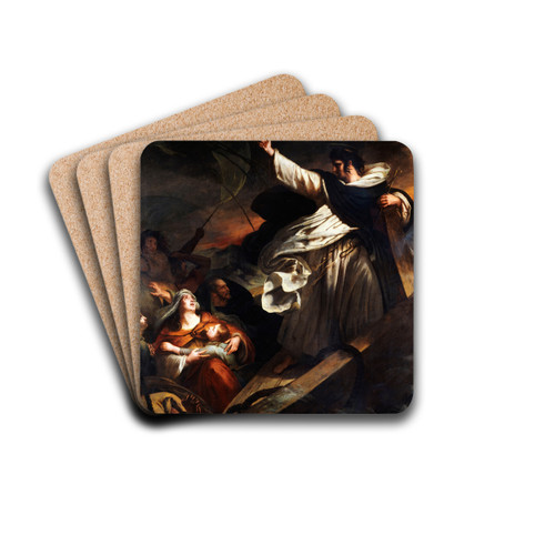 Saint Thomas Aquinas preaching trust in God during the storm by Ary Scheffer Drink Coasters - set of 4