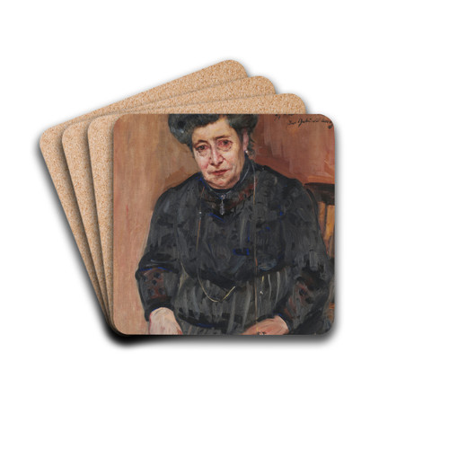 Damenportrt (Portrait of the artist's mother-in-law) by Lovis Corinth Drink Coasters - set of 4 Damenportrt (Portrait of the artist's mother-in-law) by Lovis Corinth Drink Coasters - set of 4