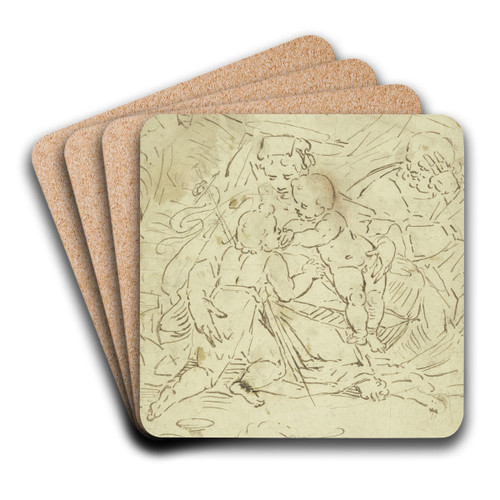 Die Heilige Familie mit dem Johannesknaben by Luca Cambiaso Art Drink Coaster set