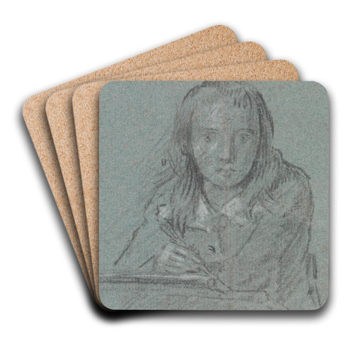 Artist's Son Writing by Benjamin West Art Drink Coaster set