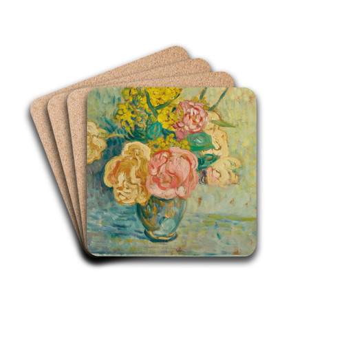 Bouquet de roses et de mimosas by Louis Valtat Drink Coasters - set of 4