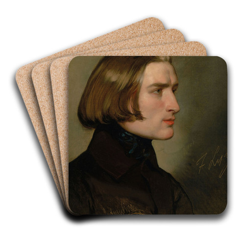 Portrait of Franz Liszt by Friedrich von Amerling Art Drink Coaster set