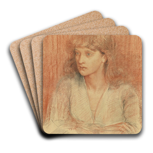 Portrait Of May Morris by Dante Gabriel Rossetti Art Drink Coaster set