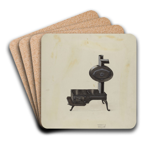 Stove by Harry Grossen Art Drink Coaster set Stove by Harry Grossen Art Drink Coaster set