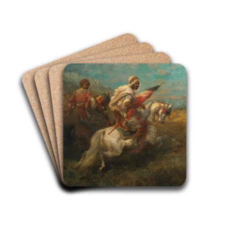 Two scouts on horseback by Adolf Schreyer Drink Coasters - set of 4