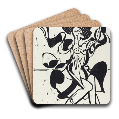 Mary Wigman's Dance by Ernst Ludwig Kirchner Art Drink Coaster set